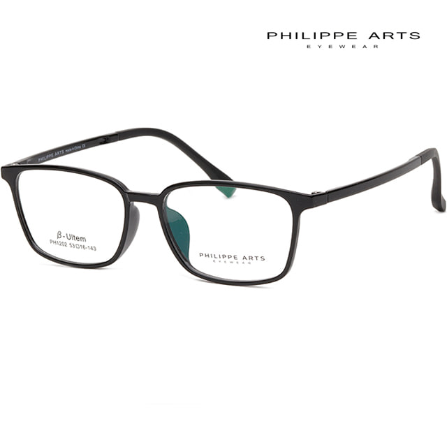 필립아츠 안경테 PH1202 C1 블랙 울템 뿔테 초경량 8g